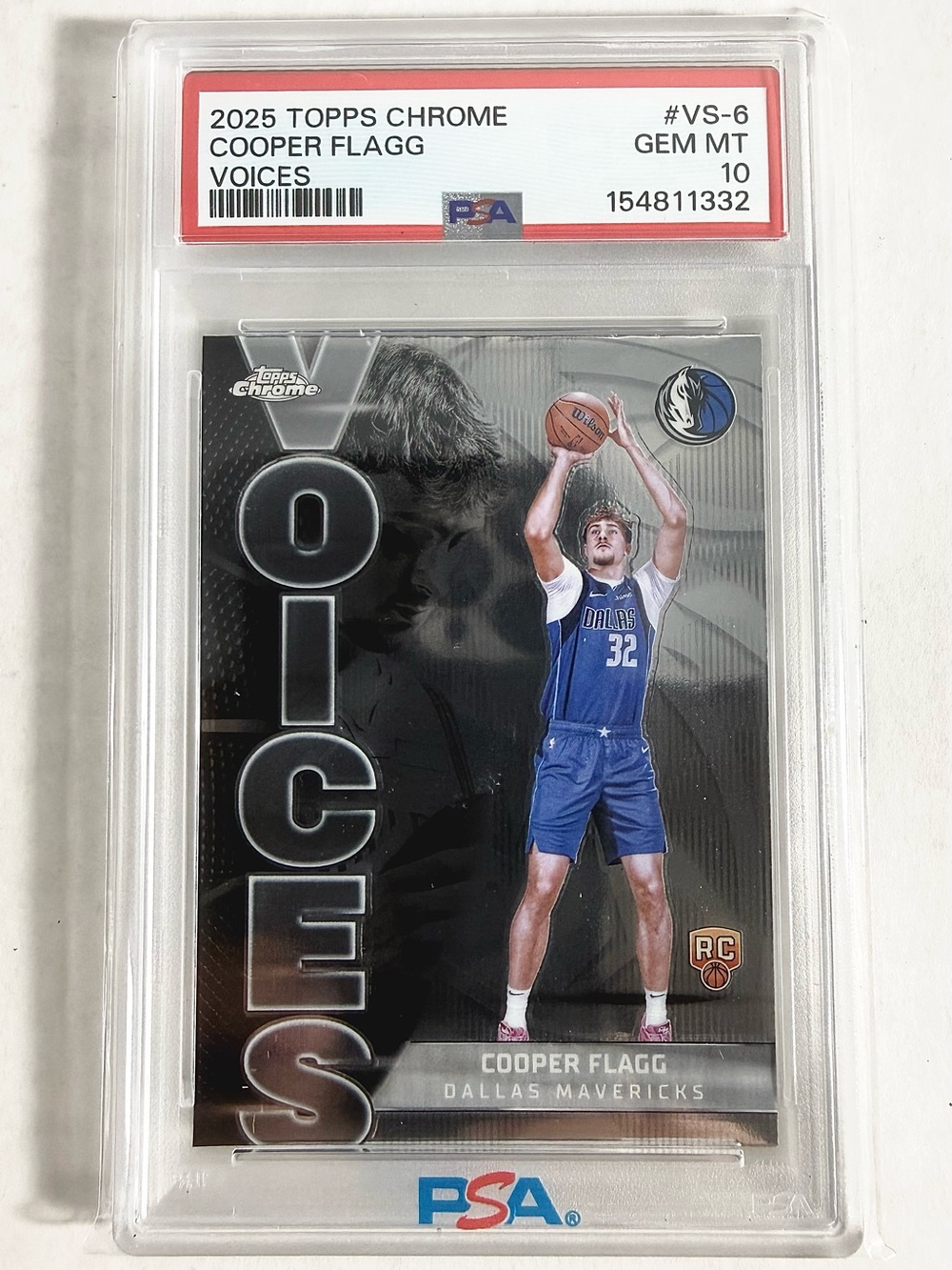 Topps Chrome 2025-26 Cooper Flagg Voices #VS-6 RC Insert PSA 10 Mavericks